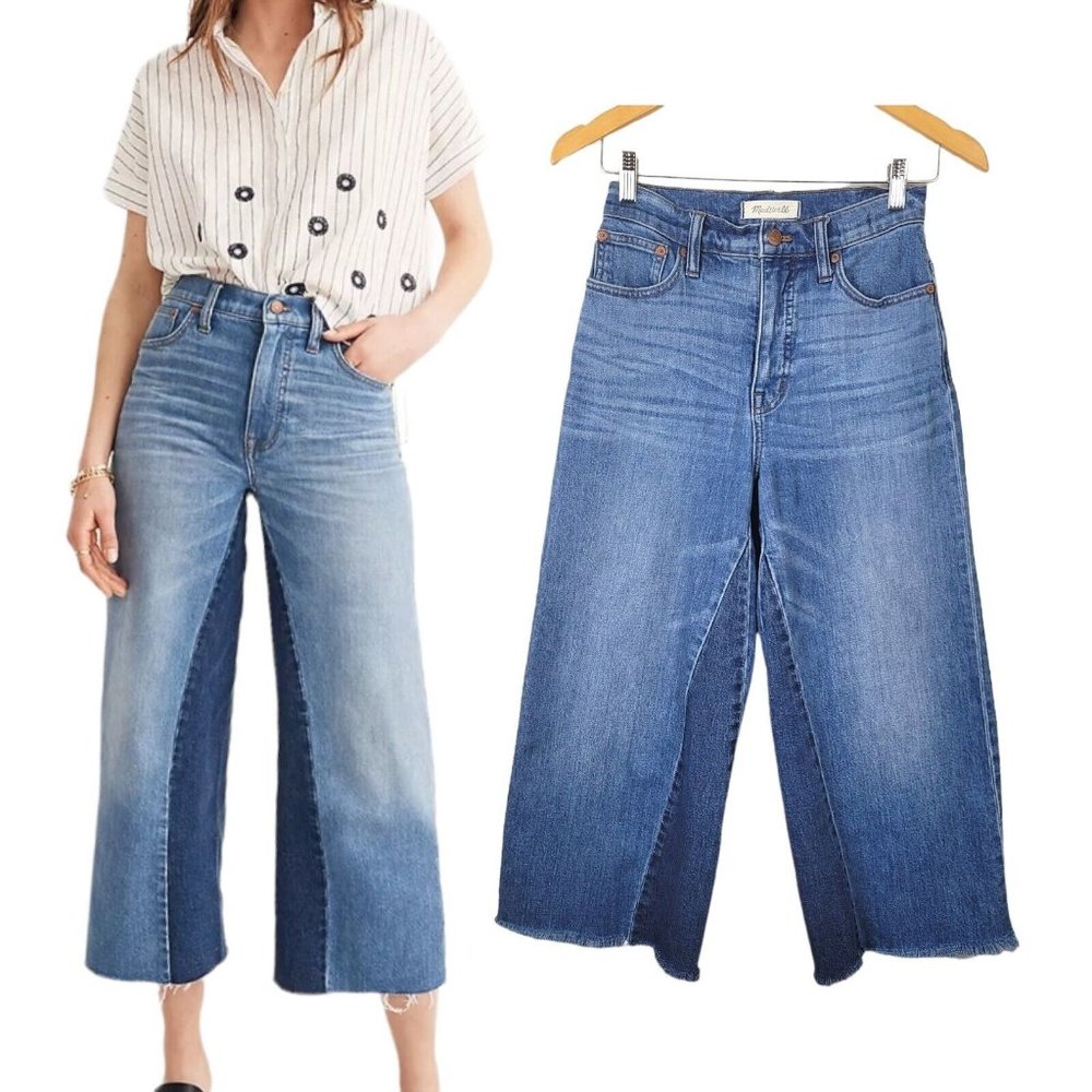 Madewell Wide Leg Crop Denim Jeans  Raw ham Gusset Edition Size 24